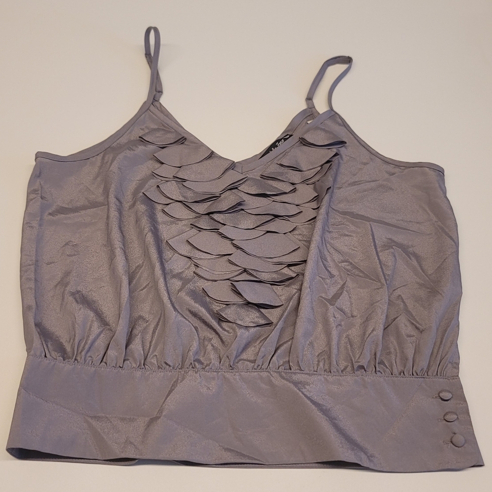 NWT [M] Double Zero Ruffle Front Crop Blouse - Picture 2 of 6